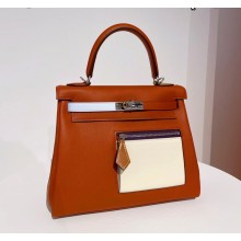 Hermes colormatic kelly 25/28 bag caramel in swift leather (handmade)