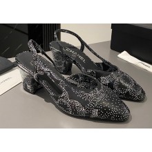 Chanel Heel 6.5cm Slingbacks G31318 Leather Printed Black 2023