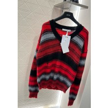 Dior Knitted Embroidered and mo hair Sweater red 1101-2024