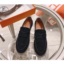 hermes suede goatskin Trip espadrilles black 2023