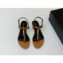 Saint Laurent cassandra sandals in vegetable-tanned leather MARRON GOLD 2024