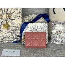 Dior Lady Dior Lotus Wallet antique pink Patent Cannage Calfskin 1112-2024