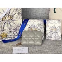 Dior Mini Lady Dior Gardenia Wallet grey Cannage Lambskin 1112-2024