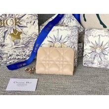 Dior Mini Lady Dior Gardenia Wallet Sand-Colored Cannage Lambskin 1112-2024