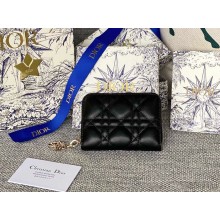 Dior Mini Lady Dior Gardenia Wallet black Cannage Lambskin 1112-2024