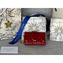 Dior Lady Dior Jasmine Card Holder Cherry Red Patent Cannage Calfskin 1112-2024