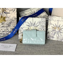 Dior Lady Dior Jasmine Card Holder Pale Blue Patent Cannage Calfskin 1112-2024