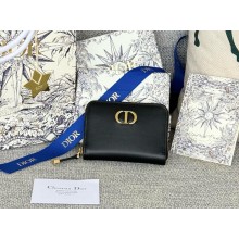 Dior 30 Montaigne Dahlia Wallet Black Smooth Calfskin 1112-2024