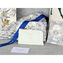 Dior Caro Cosmos Zipped Card Holder white Supple Cannage Calfskin 1112-2024