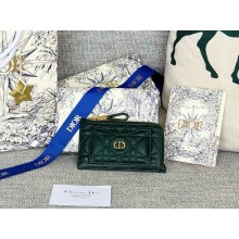 Dior Caro Cosmos Zipped Card Holder green Supple Cannage Calfskin 1112-2024