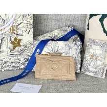 Dior Caro Cosmos Zipped Card Holder Sand-Colored  Supple Cannage Calfskin 1112-2024