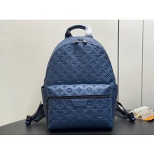 LOUIS VUITTON Monogram Shadow embossed calf leather discovery backpack M14884 navy blue 2025