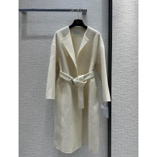dior Ecru Velvet-Effect Wool and Cashmere Coat with Belt 2023