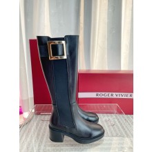 Roger Vivier Viv' Rangers Metal Buckle Chelsea Boots in Leather black 2023