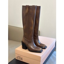 Miu Miu Heel 8.5cm vintage Leather Boots 5W859D Brown 2023