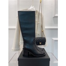 CHANEL heel 7CM black Knight boots 2023
