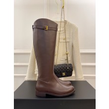 CHANEL heel 3CM burgundy Knight boots 2023