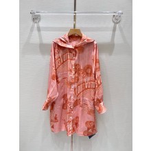 LOUIS VUITTON Vintage Print Hooded Silk Shirt 1AFL90 2024