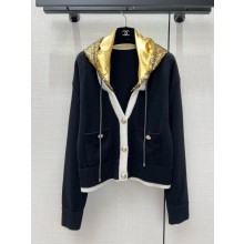Chanel Cashmere, Cotton & Mixed Fibers Black, White & Gold Cardigan P76581 2024