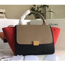 Celine Tricolor Elephant Calfskin Trapeze small Bag black/gray/pink