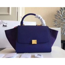 Celine Tricolor Elephant Calfskin/suede Trapeze small Bag cobalt blue