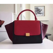 Celine Tricolor Elephant Calfskin Trapeze small Bag black/burgundy/red