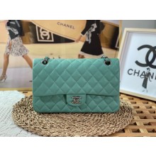 Chanel Medium Classic Flap Handbag A01112 in Caviar Leather mint green with silver Hardware