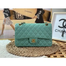Chanel Medium Classic Flap Handbag A01112 in Caviar Leather mint green with Gold Hardware
