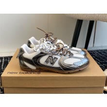 Miu Miu x New Balance 530 SL women/men leather with mesh sneakers silver/white 2025