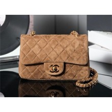 Chanel 1116 mini flap bag in suede leather brown 2024