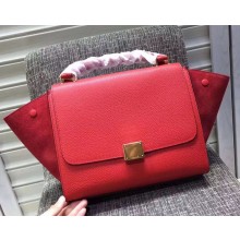 Celine grained Calfskin/suede Trapeze small Bag red