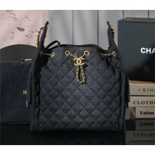 Chanel 25 Medium Handbag IN Washed Denim & Gold-Tone Metal AS5311 black 2025