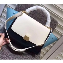 Celine Tricolor Elephant Calfskin Trapeze small Bag black/white/blue