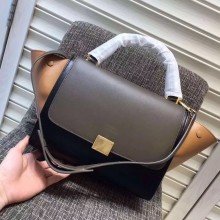 Celine Tricolor smooth Calfskin Trapeze small Bag black/elephant gray/apricot