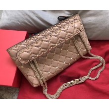 Valentino Rockstud Spike Clutch in Lambskin Leather Nude 2018