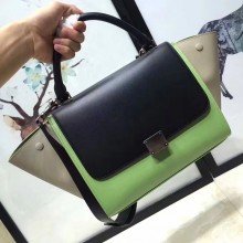 Celine Tricolor smooth Calfskin Trapeze small Bag black/green/gray