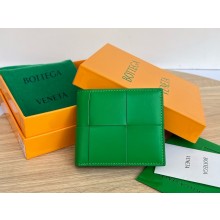Bottega Veneta Cassette Bi-Fold Wallet in Intreccio leather Parakeet 2024