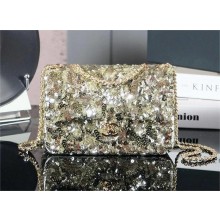 chanel golden Sequins & Gold-Tone Metal Flap Bag AS4561 2025