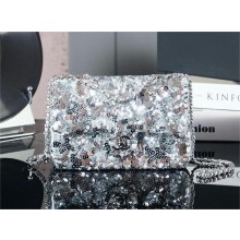 chanel silver Sequins & silver-Tone Metal Flap Bag AS4561 2025