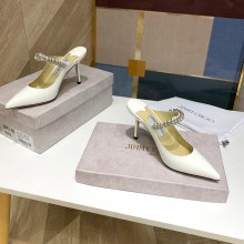 Jimmy Choo bing 65mm crystals mules in patent leather white 2020