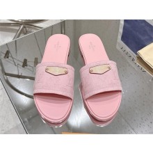 Louis Vuitton Monogram denim Lily Flat Mule pink 2025