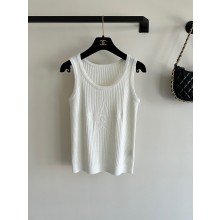 CHANEL WHITE KNITTED TANK TOP 2024 SPRING