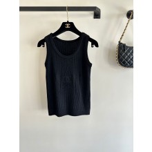 CHANEL BLACK KNITTED TANK TOP 2024 SPRING