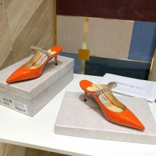 Jimmy Choo bing 65mm crystals mules in patent leather orange 2020