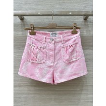 CHANEL light pink & White Printed Denim shorts P78607 2025