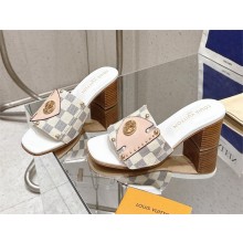 Louis Vuitton heel 4.5cm Damier Azur CANVAS Frame Flat Mule 2025