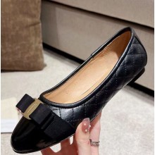 Ferragamo Vara Bow Quilted  Nappa Leather/Patent Leather black 1031-2024