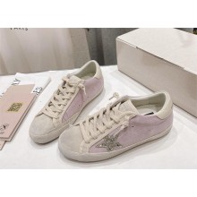 golden goose Super-Star LTD in pink and pearl suede with platinum glitter star sneakers 2024