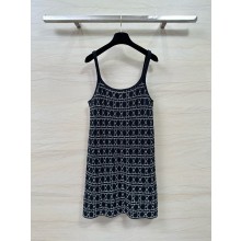 DIOR Black and White Technical Cotton Tweed Macrocannage Short Dress 2024