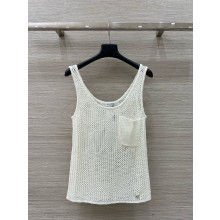CHANEL white cotton top P78598  2025
